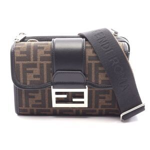 Fendi Canvas Leather Double Baguette Shoulder Bag